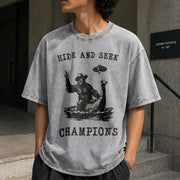 Hide and Seek Champions Vintage Washed T-Shirt in Gray