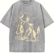 American Native Wolf ® Vintage Washed T-Shirt in Gray