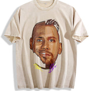 Bron And Luka LA Basketball vintage washed oversized T-shirt in Beige