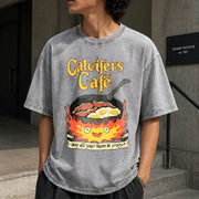 Calcifer's Cafe Howl's Moving Castle Vintage Washed T-Shirt in Gray
