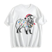 Australian Shepherd Christmas Cotton T-Shirt in White
