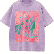 Pink Desert Cowboy Boots & Cactus vintage washed oversized T-shirt in Purple