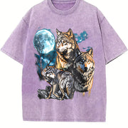Three Wolves Moon 90s Vintage Washed T-Shirt in Purple