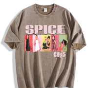 Spice Girls Photo Block Spice Tour 90s vintage washed oversized T-shirt in Brown