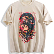 Hot-Blooded Anime2 Attack on Titan Eren Jaeger Manga vintage washed oversized T-shirt in Beige