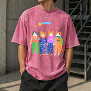 Cat Brothers Vintage Washed T-Shirt in Red