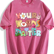 Your Words Matter Special Education Teacher Vintage Washed T-Shirt in Red