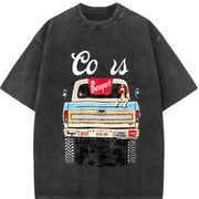 Retro Truck for & Country Western Vintage Washed T-Shirt in Black