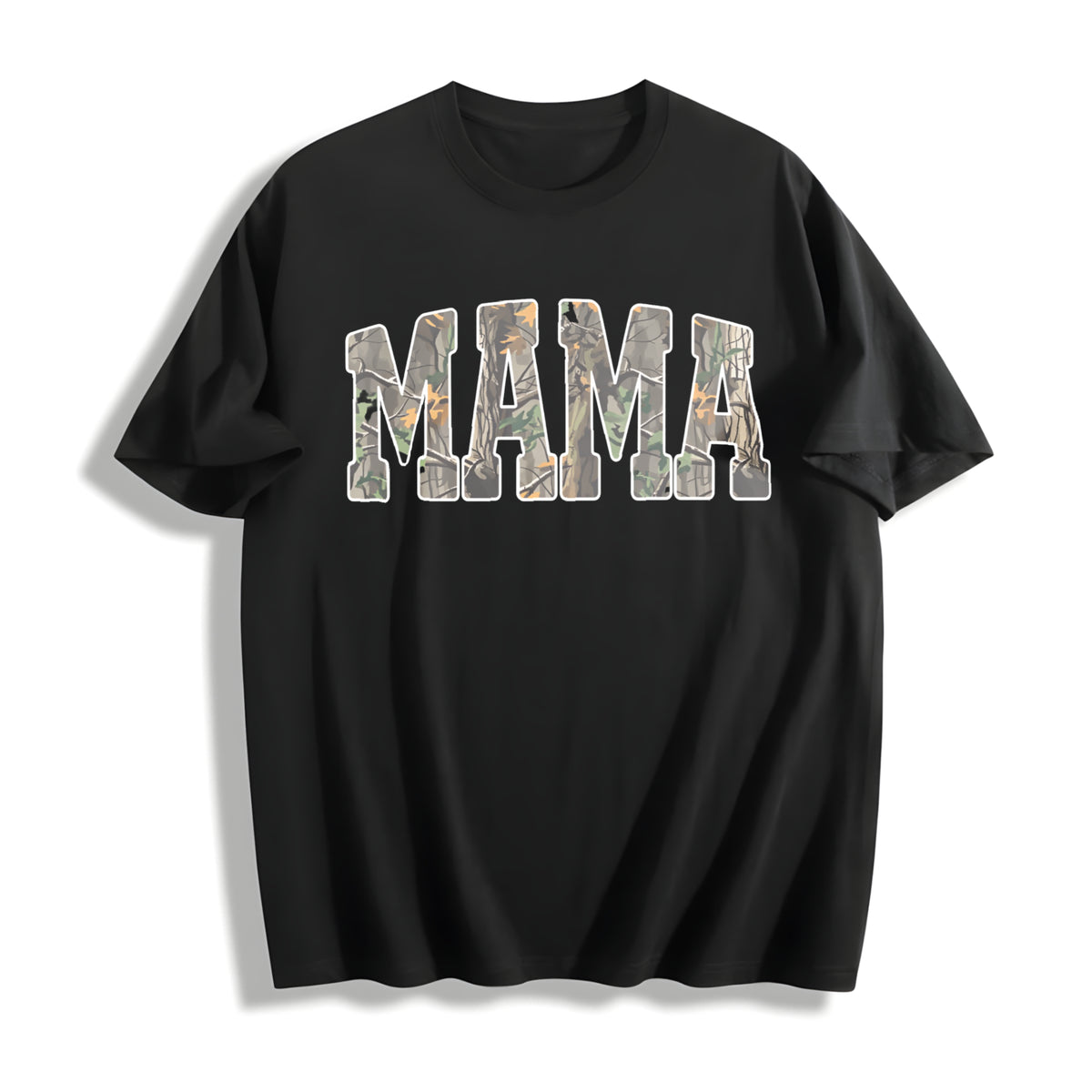 Hunting Mama Camo Western Cotton T-Shirt in Black