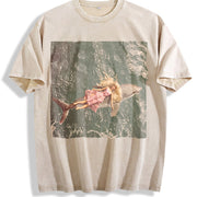 Fairy Doll Flying Vintage Washed T-Shirt in Beige