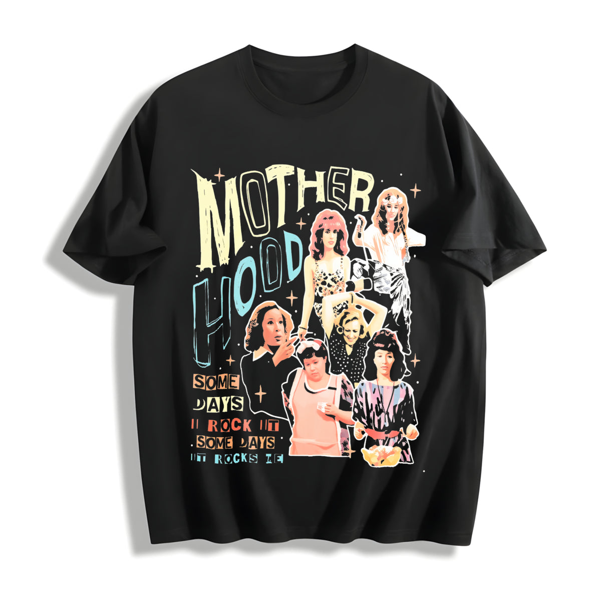 90's Mom Vibes Moms Club Cotton T-Shirt in Black