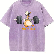 And I'm Tired Weightlifting Goose Vintage Washed T-Shirt in Purple