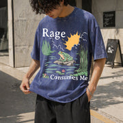 Rage Consumes Me Frog Vintage Washed T-Shirt in Blue