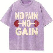 No Pain No Gain Vintage Washed T-Shirt in Purple