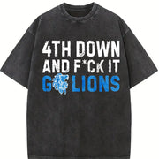 🏈 Go Lions! Touch Down Vintage Washed T-Shirt in Black