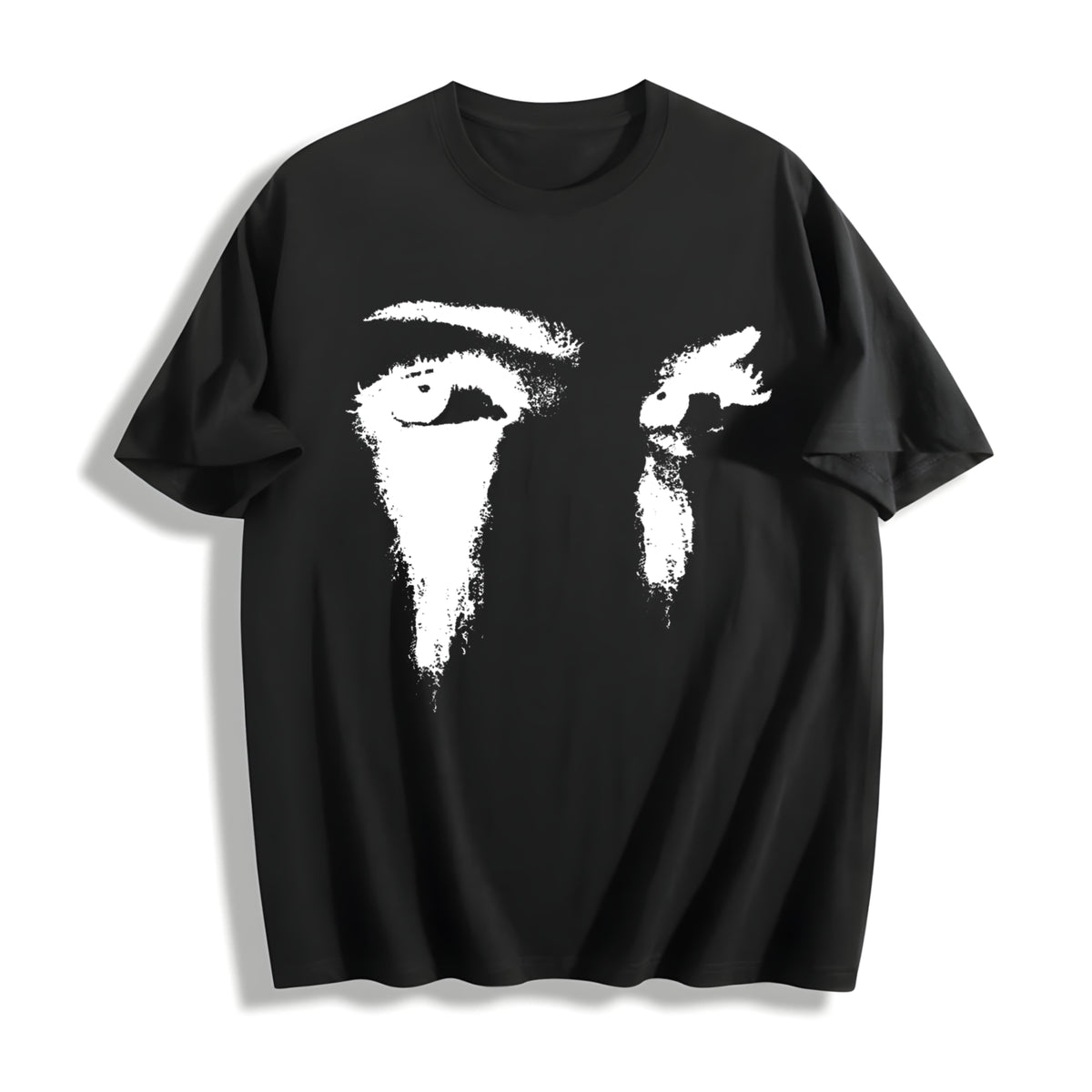 Abstract Black and White Faces Cotton T-Shirt in Black