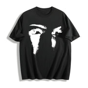 Abstract Black and White Faces Cotton T-Shirt in Black