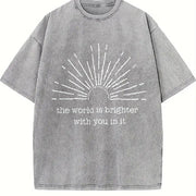 Mental Health Positive Affirmations Vintage Washed T-Shirt in Gray