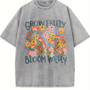 Thick Retro Blouse Vintage Washed T-Shirt in Gray
