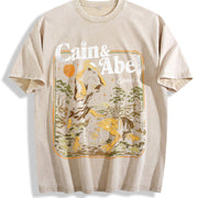 Cain and Abel Christian Bible Story Genesis Faith Vintage Washed T-Shirt in Beige