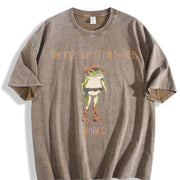 The Only Squat I'm Doin' Is Diddly Cowboy Frog vintage washed oversized T-shirt in Brown