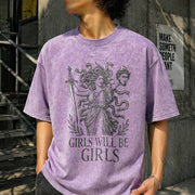 Medusa: Feminist Greek Mythology Vintage Washed T-Shirt in Purple