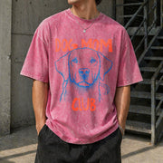 Dog Mom Club Vintage Washed T-Shirt in Red