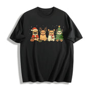 Christmas French Bulldog Cotton T-Shirt in Black