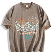 Heart-shaped Sea Sunlight Retro Sports Luokeren Special Vintage Washed T-Shirt in Brown