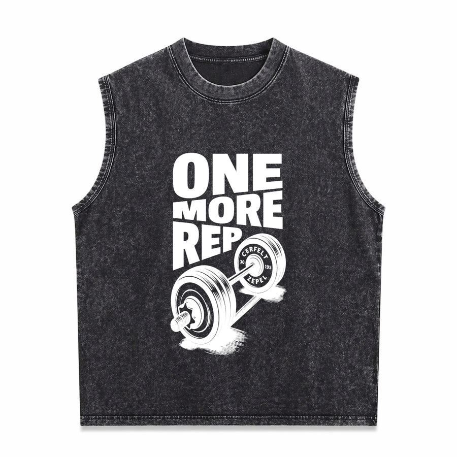 ONE MORE REP Vintage Washed Tank Top in Black