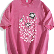 Wildflowers ® Retro Block Peonies Vintage Washed T-Shirt in Red