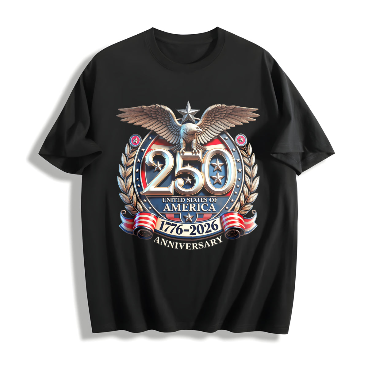 Freedom 250th Anniversary Cotton T-Shirt in Black