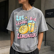 Life Gave Me Lemons, but Jesus Made Lemonade Vintage Washed T-Shirt in Gray
