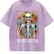 Never Better Floral Skeleton vintage washed oversized T-shirt in Purple