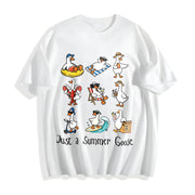 Just a Goose Cute Silly Goose Cotton T-Shirt in White