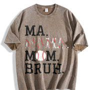 Ma Mama Mom Bruh Baseball Vintage Washed T-Shirt in Brown