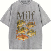 Man I Love Fisht Meme Fish Vintage Washed T-Shirt in Gray