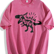 Auntie Saurus Dinosaur Vintage Washed T-Shirt in Red
