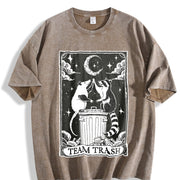 Team Trash Tarot Card Vintage Washed T-Shirt in Brown