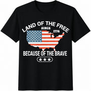 Land of the Free Because of the Brave Cotton T-Shirt in Black