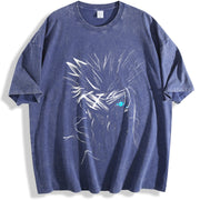 Gojo Satoru Limitless BLue Eyes The Honored One Jujutsu vintage washed oversized T-shirt in Blue