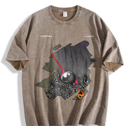 Psychedelic Visual Effects Sphere Vintage Washed T-Shirt in Brown