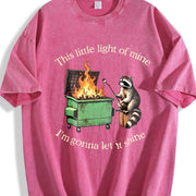 Raccoon Dumpster Fire This Little Light of Mine vintage washed oversized T-shirt in Red
