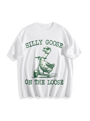 Silly Goose on the Loose Cotton T-Shirt in White