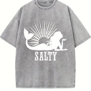 Beach SALTY Mermaid for Spring Vintage Washed T-Shirt in Gray