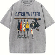 Letter & Mixed Vintage Washed T-Shirt in Gray