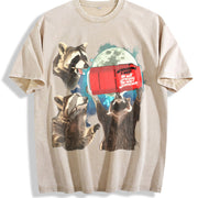 Three Raccoons Coke Zero vintage washed oversized T-shirt in Beige