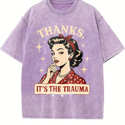 Thanks Its the Trauma Vintage Washed T-Shirt in Purple