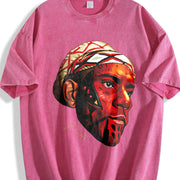 Alex Pereira Poatan Painted Face Portrait MMA vintage washed oversized T-shirt in Red