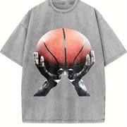 Retro Basketball Tank Vintage Washed T-Shirt in Gray